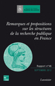 Remarques et propositions sur les structures de la recherche publique en France - Rapport n° 46, juin 2012 De ACADEMIE DES SCIENCES - TECHNIQUE & DOCUMENTATION