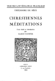 Chrestiennes méditations De Théodore de Bèze - Librairie Droz