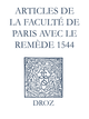 Recueil des opuscules 1566. Articles de la Faculté de Paris avec le remède (1544) De Jean Calvin et Laurence Vial-Bergon - Librairie Droz