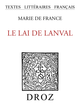 Le Lai de Lanval De Marie de France - Librairie Droz