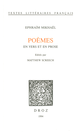 Poèmes en vers et en prose De Ephraïm Mikhaël - Librairie Droz