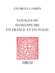 Voyages de Shakespeare en France et en Italie De Georges Lambin - Librairie Droz