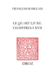 Le Quart livreChapitres I-XVII De François Rabelais - Librairie Droz