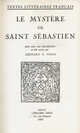 Le Mystère de Saint Sébastien  - Librairie Droz