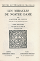 Les Miracles de Nostre Dame De Gautier de Coinci - Librairie Droz