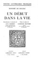 Un Début dans la vie De Honoré de Balzac, Georges Matoré et Guy Robert - Librairie Droz