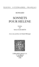 Sonnets pour Hélène De Pierre de Ronsard et Daniel Ménager - Librairie Droz