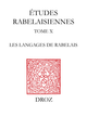 Les Langages de Rabelais De François Rigolot - Librairie Droz