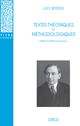 Textes théoriques et méthodologiques De Leo Spitzer - Librairie Droz