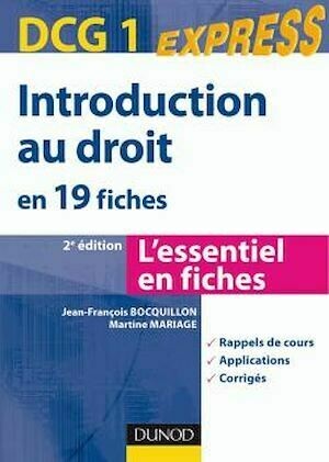 Introduction au droit DCG 1 - 2<sup>e</sup> édition - Jean-François Bocquillon, Martine Mariage - Dunod