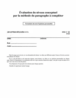 Évaluation du niveau conceptuel par la méthode du paragraphe à compléter