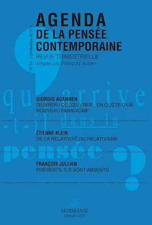 Agenda de la pensée contemporaine, n°16 - François Jullien - Hermann