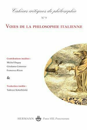 Cahiers critiques de Philosophie n°9 : Voies de la philosophie italienne - Bruno Cany - Hermann