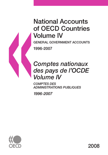 Comptes nationaux des pays de l'OCDE 2008, Volume IV, Comptes des administrations publiques -  Collective - OCDE / OECD
