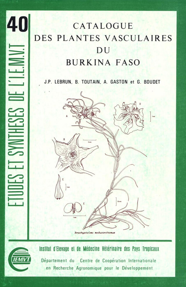 Catalogue des plantes vasculaires du Burkina Faso - Jean-Pierre Lebrun, Bernard Toutain, André Gaston - Quæ