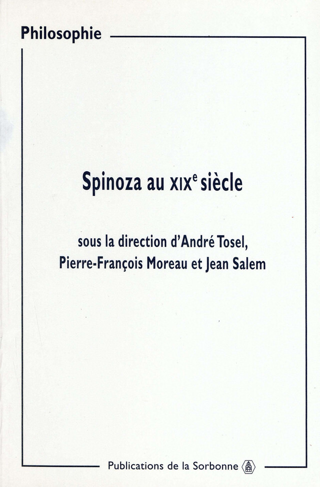 Spinoza au XIXe siècle -  - Éditions de la Sorbonne