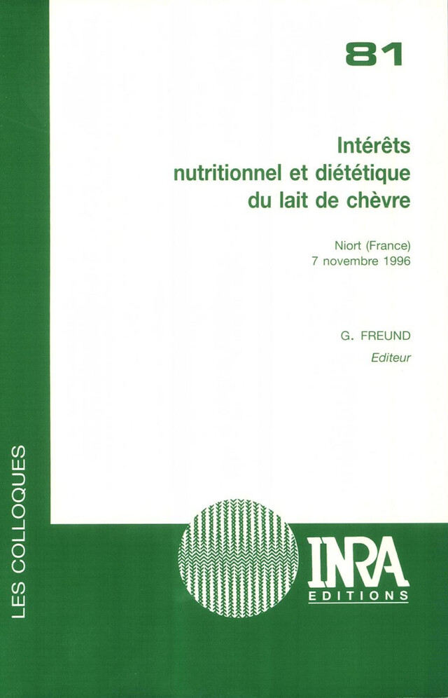 Intérêts nutritionnel et diététique du lait de chèvre - Geneviève Freund - Quæ