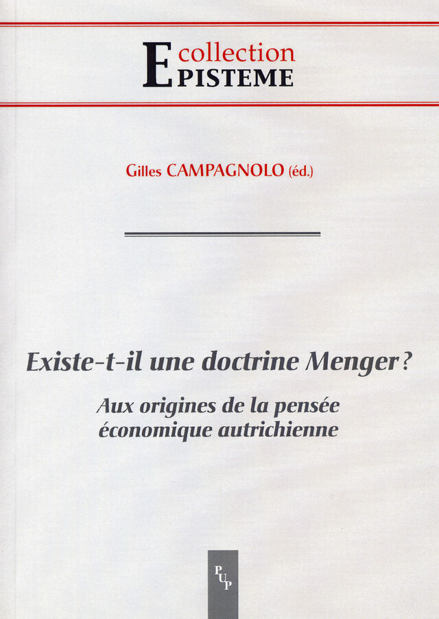 Existe-t-il une doctrine Menger ? -  - Presses universitaires de Provence