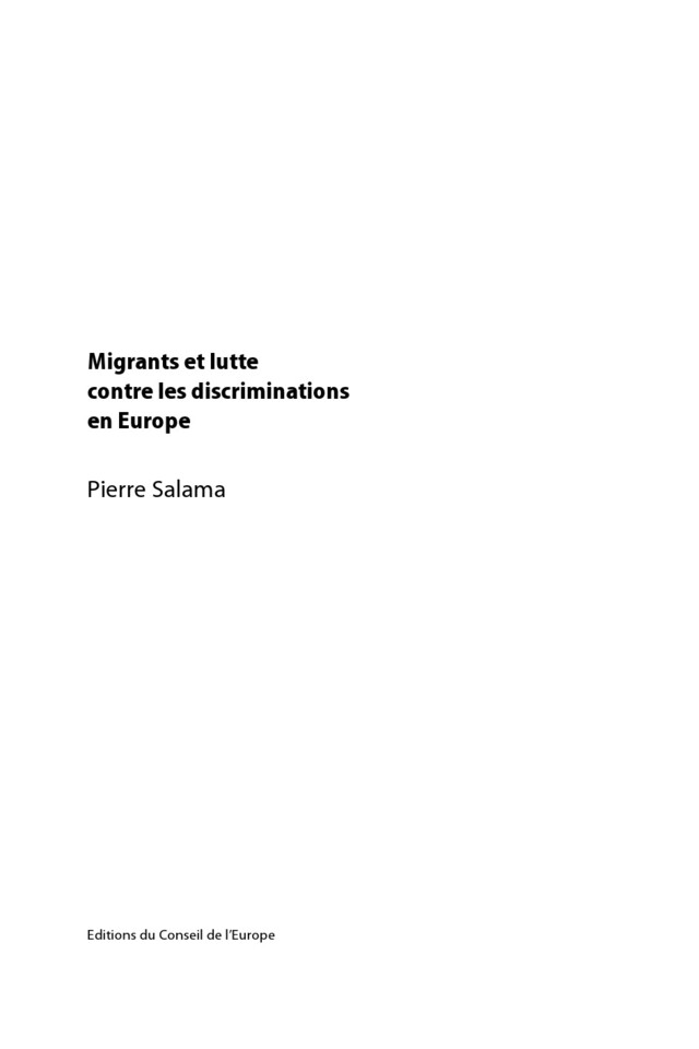 Migrants et lutte contre les discriminations en Europe (Série Livre Blanc - Volume 2) -  Collectif - Conseil de l'Europe