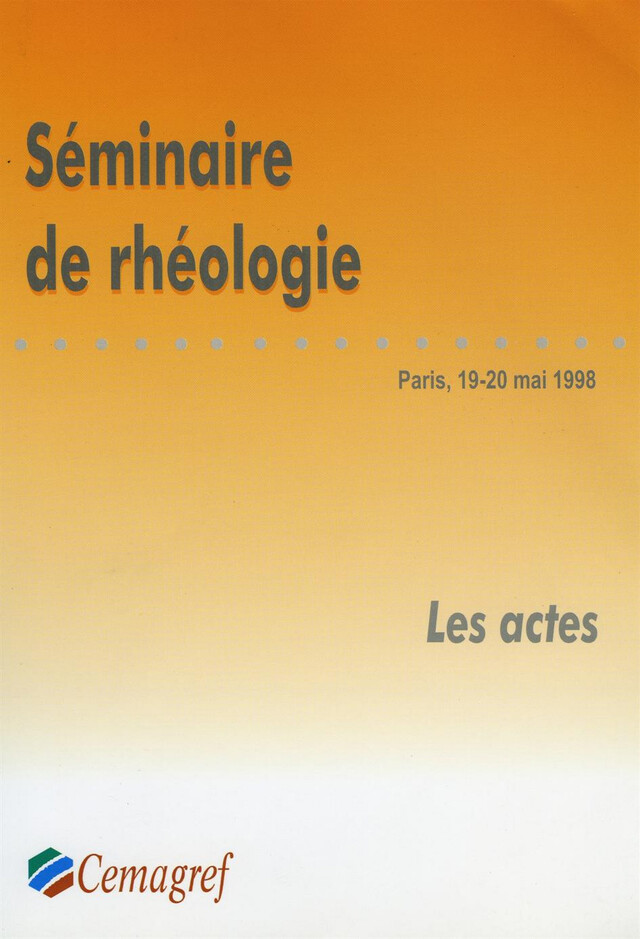 Séminaire de rhéologie - Christophe Ancey - Quæ