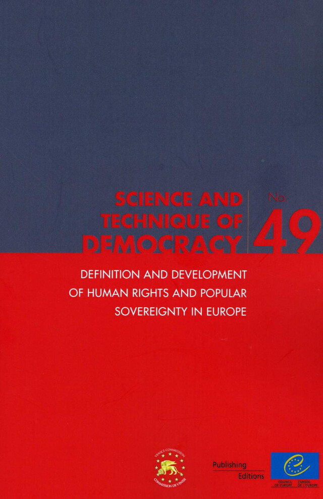 Definition and development of human rights and popular sovereignty in Europe (Science and technique of democracy No. 49) -  Collectif - Conseil de l'Europe