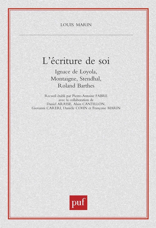 L'écriture de soi - Louis Marin - Humensis