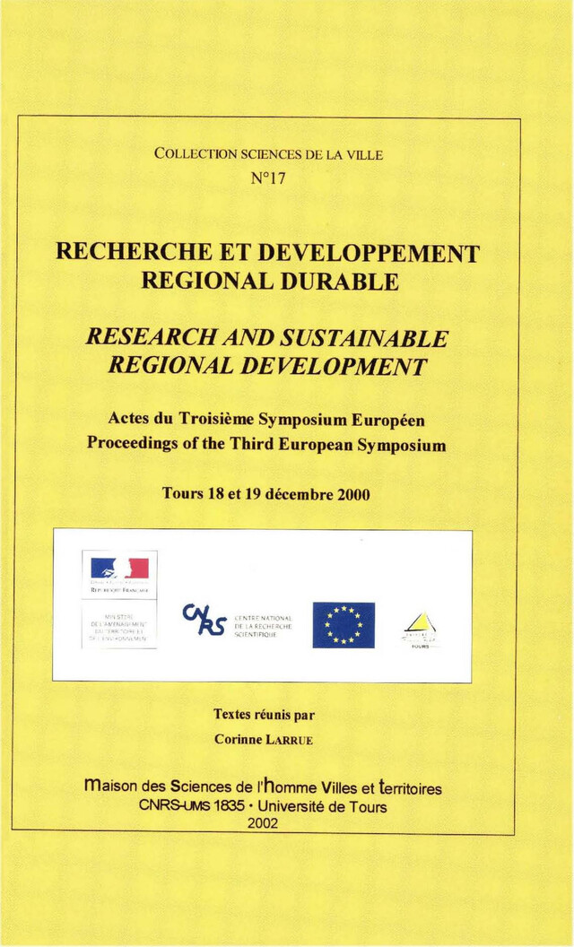 Recherche et développement régional durable -  - Presses universitaires François-Rabelais