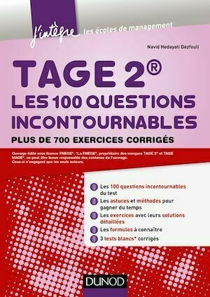 TAGE 2®  Les 100 questions incontournables - PGE-PGO PGE-PGO, Navid Hedayati-Dezfouli - Dunod