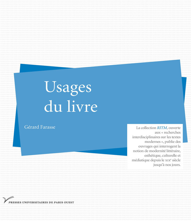 Usages du livre - Gérard Farasse - Presses universitaires de Paris Nanterre