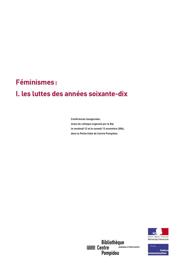 Féminismes I - Florence Rochefort - Éditions de la Bibliothèque publique d’information