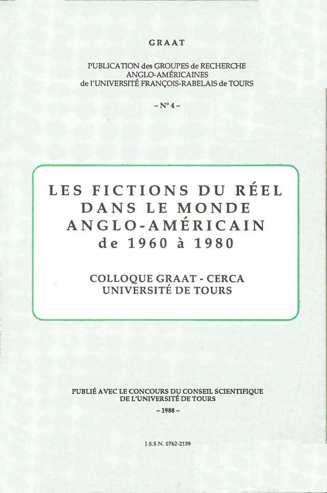 Les fictions du réel dans le monde anglo-américain de 1960 à 1980 -  - Presses universitaires François-Rabelais