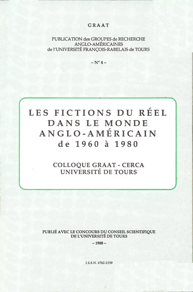 Les fictions du réel dans le monde anglo-américain de 1960 à 1980 -  - Presses universitaires François-Rabelais