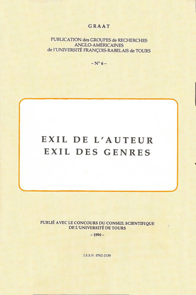 Exil de l'auteur, exil des genres -  - Presses universitaires François-Rabelais