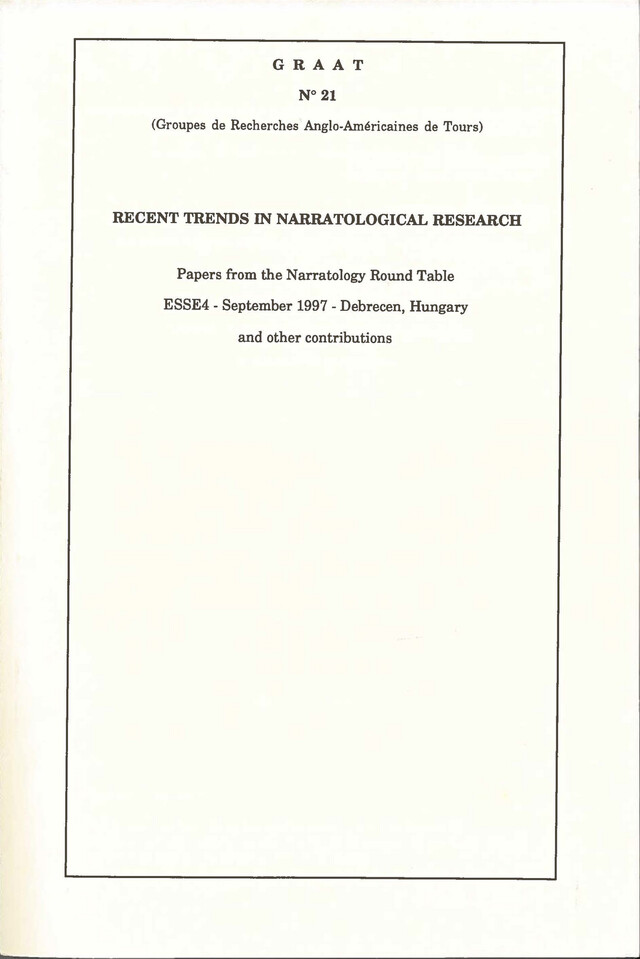 Recent Trends in Narratological Research -  - Presses universitaires François-Rabelais