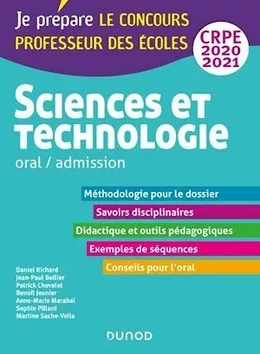 Sciences et technologie - Oral, admission - CRPE 2020-2021