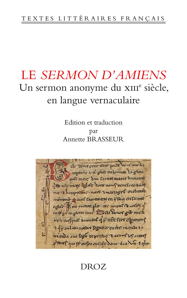 Le Sermon d'Amiens -  - Librairie Droz