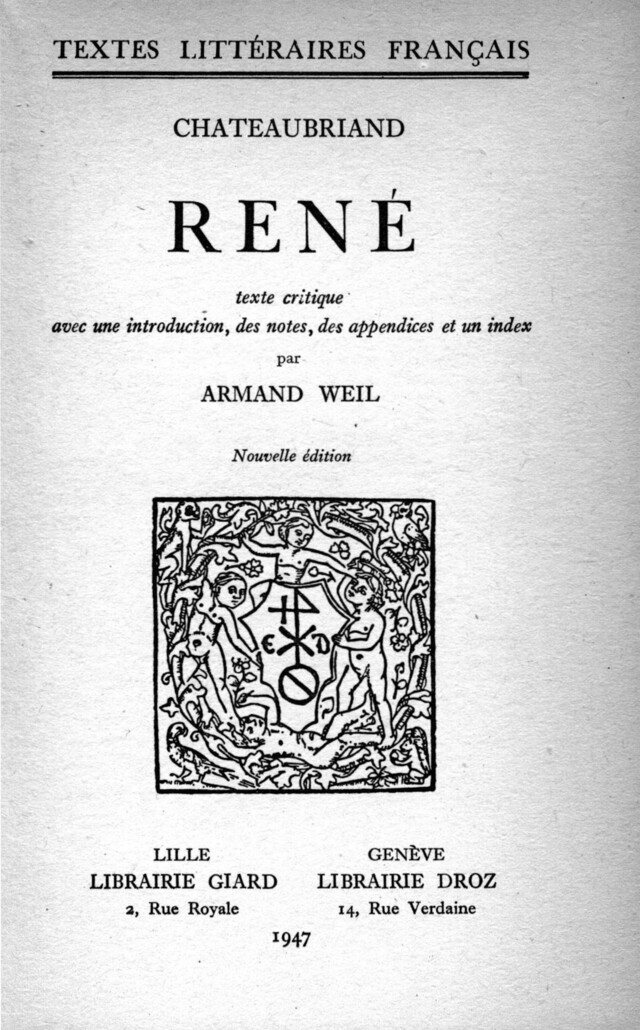 René - François-René de Chateaubriand - Librairie Droz