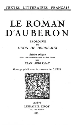 Le roman d'Auberon
