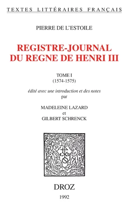 Registre-journal du règne de Henri III
