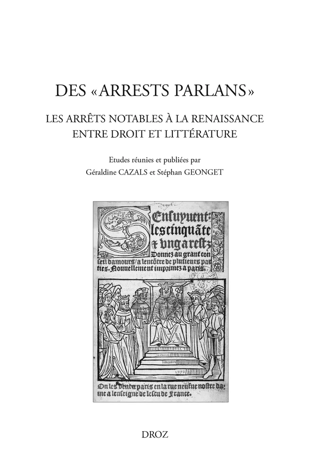 Des "arrests parlans" -  - Librairie Droz