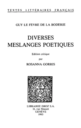 Diverses Meslanges poetiques