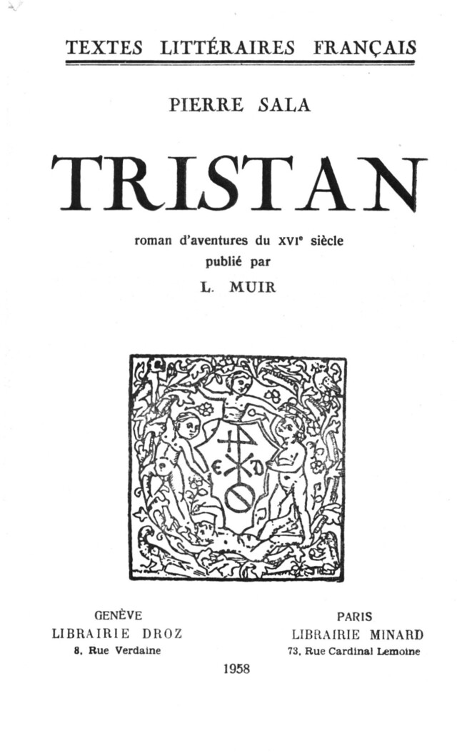Tristan - Pierre Sala - Librairie Droz