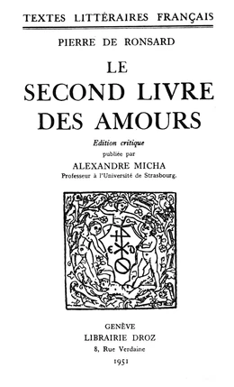 Le second Livre des amours