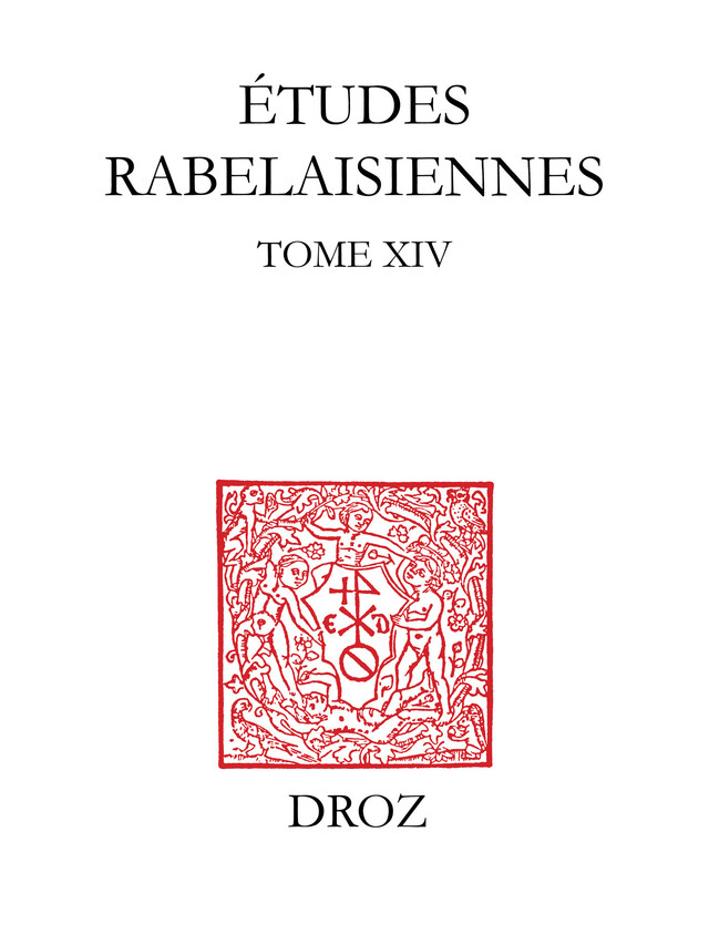 Etudes rabelaisiennes -  - Librairie Droz