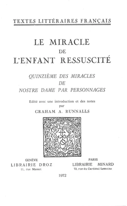 Le Miracle de l'Enfant ressuscité