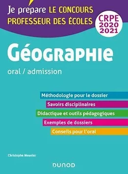 Géographie - Professeur des écoles - oral / admission - CRPE 2020-2021