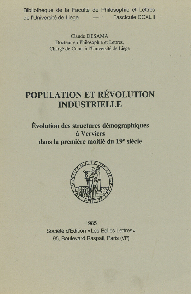 Population et révolution industrielle - Claude Desama - Presses universitaires de Liège