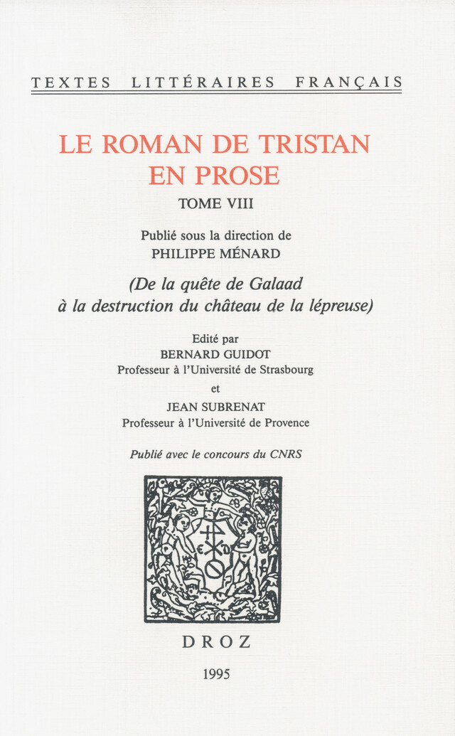 Le roman de Tristan en prose -  - Librairie Droz