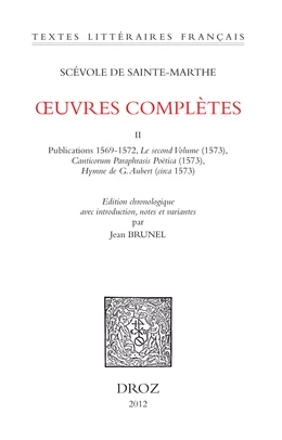 Œuvres complètes. Tome II. Publications 1569-1572, Le second Volume (1573),,Canticorum Paraphrasis Poëtica (1573), Hymne de G. Aubert (circa 1573)