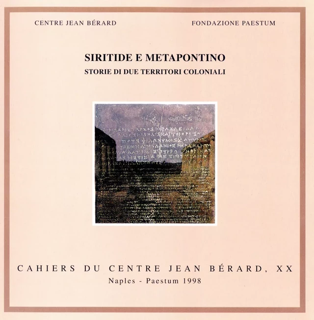 Siritide e Metapontino -  - Publications du Centre Jean Bérard